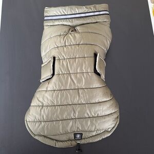 New Silver Paw dog jacket.  Size L. Olive green.  Fleece inside. Velcro closures